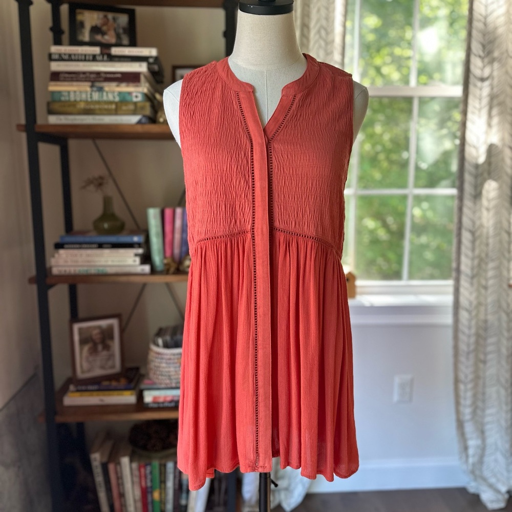 Anthropologie Coral Textured Sleeveless Tunic